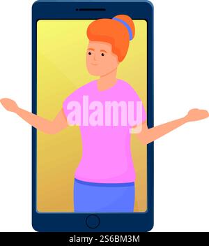 Mother video call icon. Cartoon of mother video call vector icon for web design isolated on white background. Mother video call icon, cartoon style Stock Vector