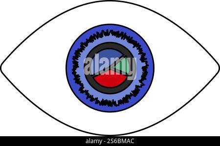Eye With Market Chart Inside Pupil Icon. Editable Outline With Color Fill Design. Vector Illustration. Stock Vector