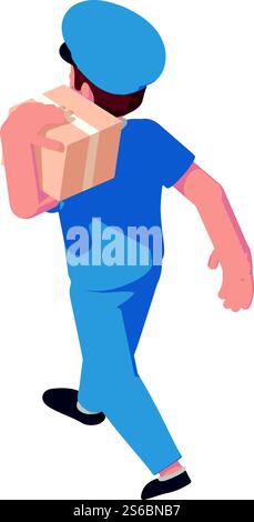 Mailman take parcel icon. Isometric of mailman take parcel vector icon for web design isolated on white background. Mailman take parcel icon, isometric style Stock Vector