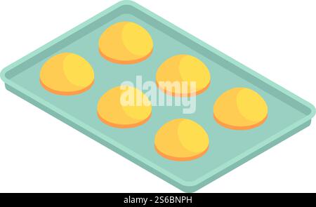 Bakery factory bread tray icon. Isometric of bakery factory bread tray vector icon for web design isolated on white background. Bakery factory bread tray icon, isometric style Stock Vector