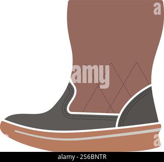 Woman Fluffy Boot Icon. Flat Color Design. Vector Illustration. Stock Vector