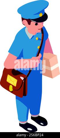 Postman correspondence delivery icon. Isometric of postman correspondence delivery vector icon for web design isolated on white background. Postman correspondence delivery icon, isometric style Stock Vector