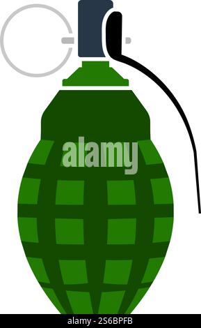 Defensive Grenade Icon. Flat Color Design. Vector Illustration. Stock Vector