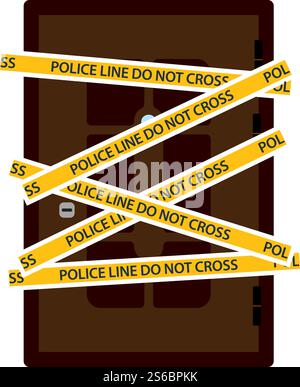Crime Scene Door Icon. Flat Color Design. Vector Illustration. Stock Vector