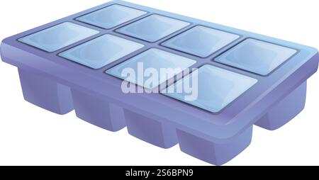 Full ice cube tray icon. Cartoon of full ice cube tray vector icon for web design isolated on white background. Full ice cube tray icon, cartoon style Stock Vector