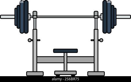 Icon Of Bench With Barbell. Editable Outline With Color Fill Design. Vector Illustration. Stock Vector