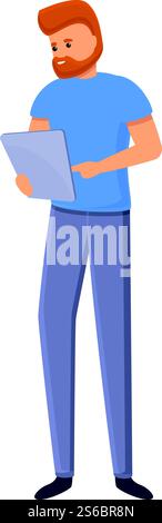 Office outsource tablet icon. Cartoon of office outsource tablet vector icon for web design isolated on white background. Office outsource tablet icon, cartoon style Stock Vector