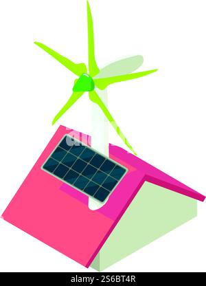 residential wind turbine home use cartoon vector illustration Stock ...