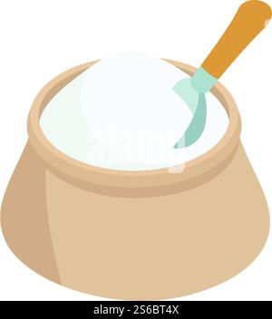 Bakery factory flour sack icon. Isometric of bakery factory flour sack vector icon for web design isolated on white background. Bakery factory flour sack icon, isometric style Stock Vector