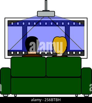 Cinema Sofa Icon. Editable Outline With Color Fill Design. Vector Illustration. Stock Vector