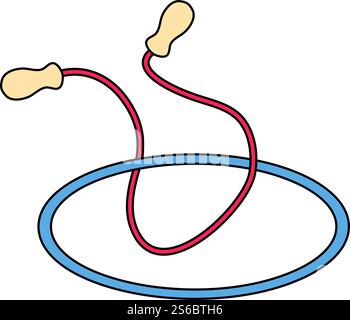 Icon Of Jump Rope And Hoop. Editable Outline With Color Fill Design. Vector Illustration. Stock Vector