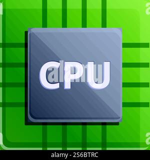 Cpu processor icon. Cartoon of cpu processor vector icon for web design isolated on white background. Cpu processor icon, cartoon style Stock Vector