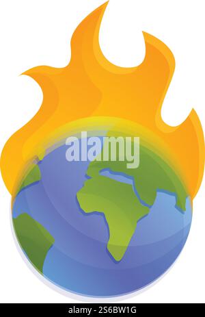 Global warm flame icon. Cartoon of global warm flame vector icon for web design isolated on white background. Global warm flame icon, cartoon style Stock Vector