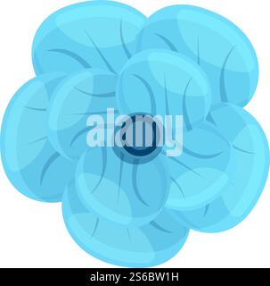 Summer party blue tropical flower icon. Cartoon of summer party blue tropical flower vector icon for web design isolated on white background. Summer party blue tropical flower icon, cartoon style Stock Vector