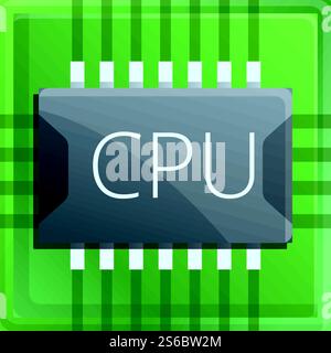 Chip processor icon. Cartoon of chip processor vector icon for web design isolated on white background. Chip processor icon, cartoon style Stock Vector