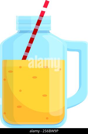 Summer party smoothie jar icon. Cartoon of summer party smoothie jar vector icon for web design isolated on white background. Summer party smoothie jar icon, cartoon style Stock Vector