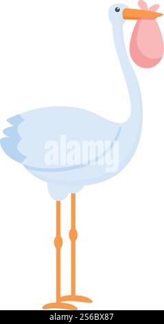 Newborn stork icon. Cartoon of newborn stork vector icon for web design isolated on white background. Newborn stork icon, cartoon style Stock Vector