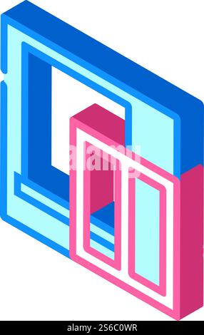 window installation isometric icon vector. window installation sign. isolated symbol illustration. window installation isometric icon vector sign illustration Stock Vector