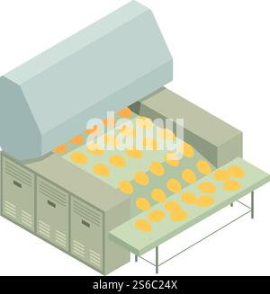 Bakery factory line icon. Isometric of bakery factory line vector icon for web design isolated on white background. Bakery factory line icon, isometric style Stock Vector