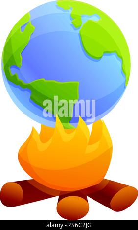 Global warming icon. Cartoon of global warming vector icon for web design isolated on white background. Global warming icon, cartoon style Stock Vector