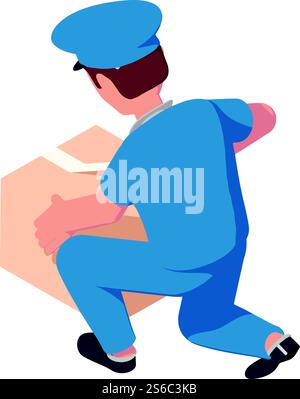 Mailman open parcel icon. Isometric of mailman open parcel vector icon for web design isolated on white background. Mailman open parcel icon, isometric style Stock Vector