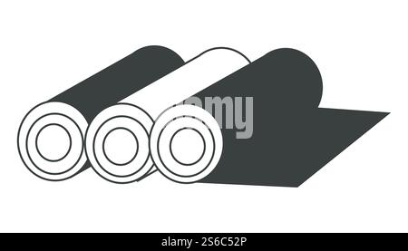 Carpet rolls, rugs or mats scroll, wrapped flooring isolated icon vector. Textile or fabric, home interior decor, soft floor covering. Household chore or cleaners service, tapis store or shop. Rugs or mats rolls, carpet scrolls, wrapped flooring isolated icon Stock Vector