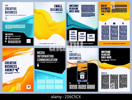 Business flyers. Vector creative brochure abstract geometric forms magazine covers vector template. Booklet and poster, corporate geometric presentation flyer illustration. Business flyers. Vector creative brochure abstract geometric forms magazine covers vector template Stock Vector
