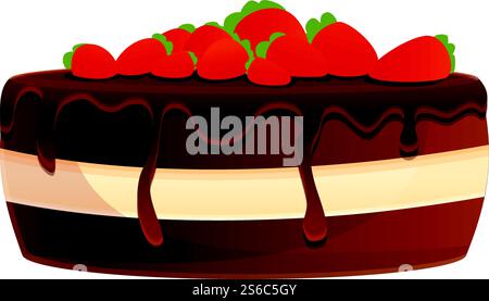 Strawberry tiramisu cake icon. Cartoon of strawberry tiramisu cake vector icon for web design isolated on white background. Strawberry tiramisu cake icon, cartoon style Stock Vector
