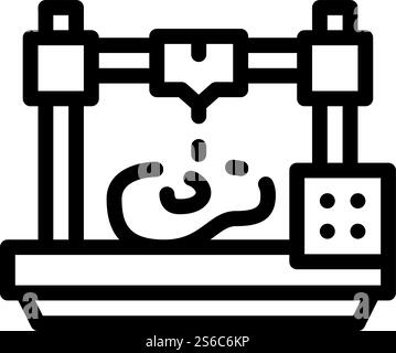 printing prostheses on 3d printer line icon vector. printing prostheses on 3d printer sign. isolated contour symbol black illustration. printing prostheses on 3d printer line icon vector illustration Stock Vector