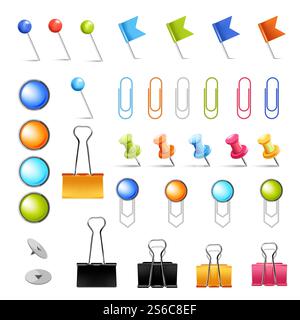 Memo paper with pins for office paperwork. Fastener, paperclip with ...