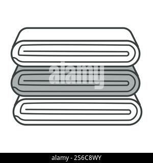 Stack of folded bath towels or kitchen napkins pile, isolated icon vector. Bath cloths folded, cotton or wool plaids or bed sheets and beach blankets. Hotel fabric, hygiene object, home cleanliness. Bath towels pile or kitchen napkins stack, isolated icon Stock Vector