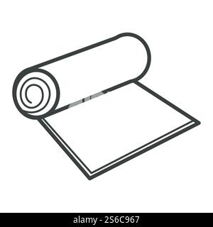 Textile, carpet or paper roll isolated icon vector, recyclable material. Roll of camping or fitness carpet, yoga floor mat symbol. Eco-friendly fabric, Environment protection and care, mattress scroll. Carpet, paper or textile roll, recyclable material isolated object Stock Vector