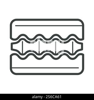 Bed and sofa mattress, layered fabric, breathable absorbing material, isolated icon vector. Bedding or bed covering and filling, layered material, breathability. Protection and comfort, comfort sleep. Orthopedic mattress layers isolated linear icon, layered fabric Stock Vector