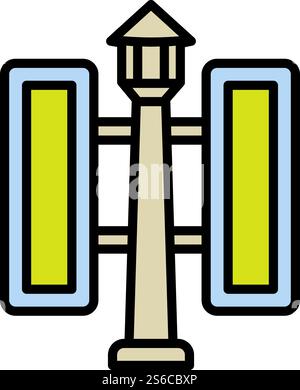 Outdoor advertising street pillar icon. Outline outdoor advertising street pillar vector icon for web design isolated on white background. Outdoor advertising street pillar icon, outline style Stock Vector