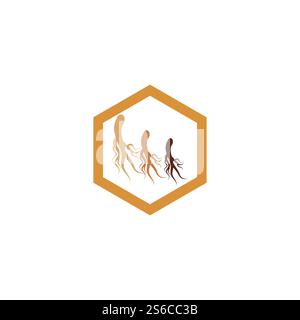 Ginseng Wave Logo Template vector symbol nature Stock Vector
