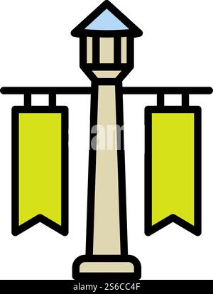 Pillar light outdoor advertising icon. Outline pillar light outdoor advertising vector icon for web design isolated on white background. Pillar light outdoor advertising icon, outline style Stock Vector
