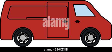 Commercial Van Icon. Editable Outline With Color Fill Design. Vector Illustration. Stock Vector
