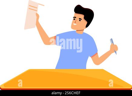 Success test writing icon. Cartoon of success test writing vector icon for web design isolated on white background. Success test writing icon, cartoon style Stock Vector