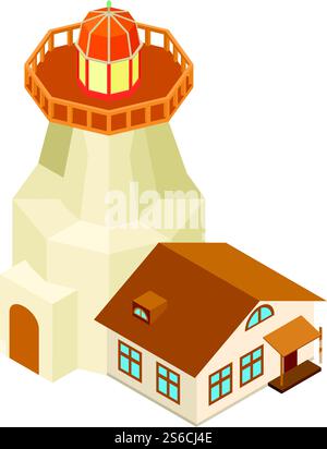 Beacon tower icon. Isometric illustration of beacon tower vector icon for web. Beacon tower icon, isometric style Stock Vector