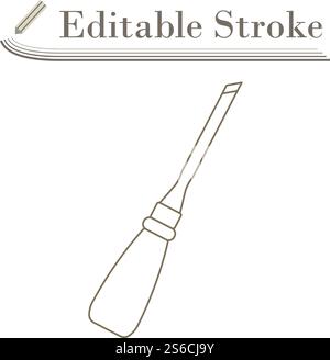 Chisel Icon. Editable Stroke Simple Design. Vector Illustration. Stock Vector