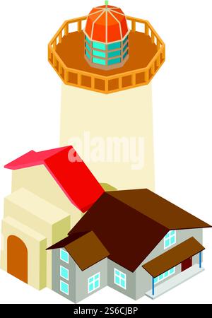Navigation lighthouse icon. Isometric illustration of navigation lighthouse vector icon for web. Navigation lighthouse icon, isometric style Stock Vector