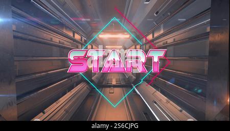 Image of start text over digital tunnel Stock Photo