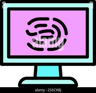 Forensic laboratory fingerprint icon. Outline forensic laboratory fingerprint vector icon for web design isolated on white background. Forensic laboratory fingerprint icon, outline style Stock Vector