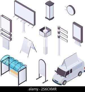 Isometric billboard. Advertising citylight poster billboards outdoor ...