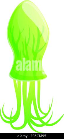 Green jellyfish icon. Cartoon of green jellyfish vector icon for web design isolated on white background. Green jellyfish icon, cartoon style Stock Vector