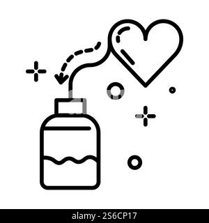 Cardiology, medicine and heart health pills, disease treatment isolated line icon vector. Arterial blood pressure stabilization, healthcare and pharmacology. Medication bottle, pharmacy product. Heart pills bottle, cardiology isolated line icon, cardiology Stock Vector