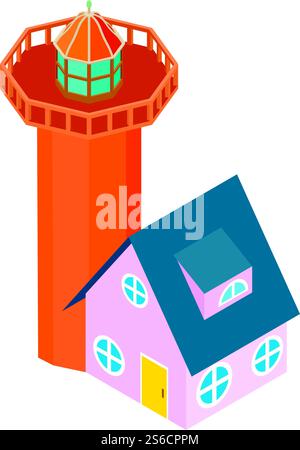 Coast lighthouse icon. Isometric illustration of coast lighthouse vector icon for web. Coast lighthouse icon, isometric style Stock Vector