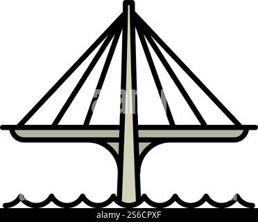 Futuristic bridge icon. Outline futuristic bridge vector icon for web design isolated on white background. Futuristic bridge icon, outline style Stock Vector