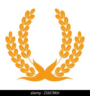 Cereal spikes as heraldic decor, wheat and barley, rye and millet isolated icon vector. Field plant, heraldry element or emblem part, flour ingredient. Bread production logo, organic product. Spikelets or cereal spikes as heraldic emblem decor isolated icon Stock Vector