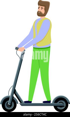 Grandfather on electric scooter icon. Cartoon of grandfather on electric scooter vector icon for web design isolated on white background. Grandfather on electric scooter icon, cartoon style Stock Vector